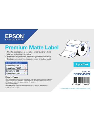 Epson Premium Matte Label - Die-cut Roll  102mm x 51mm, 2310 labels