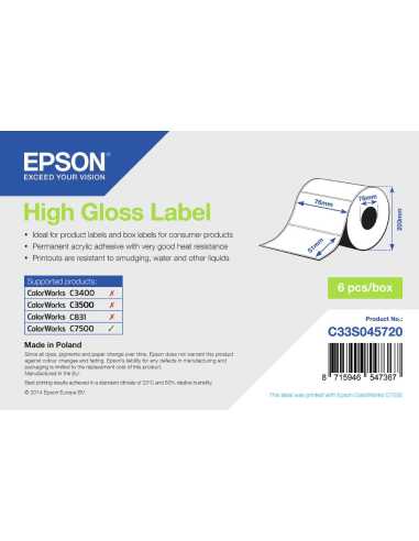 Epson High Gloss Label - Die-cut Roll  76mm x 51mm, 2310 labels