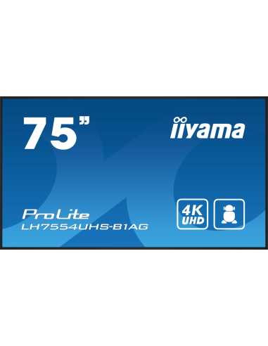 iiyama LH7554UHS-B1AG Signage-Display Digital Signage Flachbildschirm 190,5 cm (75") LCD WLAN 500 cd m² 4K Ultra HD Schwarz