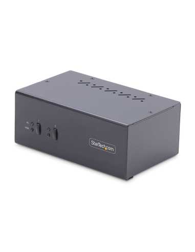 StarTech.com 2-Port KVM Switch Dual Monitor DisplayPort, 4K 60Hz, 2x USB 3.0 Hub und 2x USB 2.0 HID Ports, Hotkey Drucktasten,