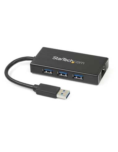 StarTech.com 3-Port USB 3.0 (5Gbps) Hub mit Gigabit Ethernet Adapter aus Aluminium
