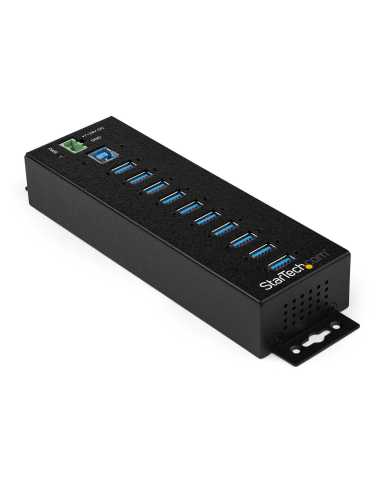 StarTech.com Hub Concentrador Ladrón USB de 10 Puertos con Adaptador de Corriente - con Protección contra Descargas de 350W -