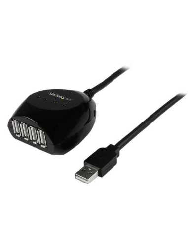 StarTech.com Cable Extensor Activo USB 2.0 de 15m con Hub de 4 Puertos - Alargador USB con Concentrador de 4 Puertos