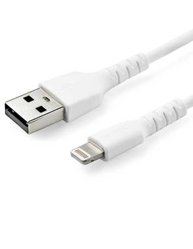 StarTech.com 1m strapazierfähiges weißes USB-A auf Lightning-Kabel - Hochbelastbare, robuste Aramidfaser - USB Typ-A auf