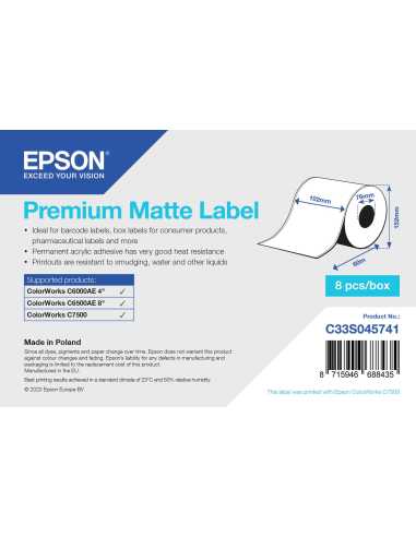 Epson Premium Matte Label - Continuous Roll  102mm x 60m